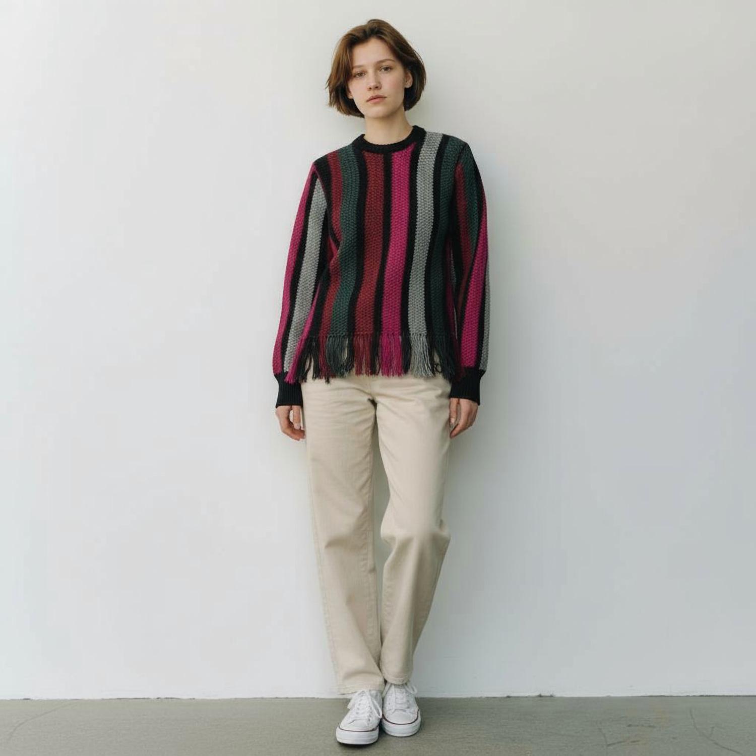 New Kathie K Textured Knit Sweater In Color Combo